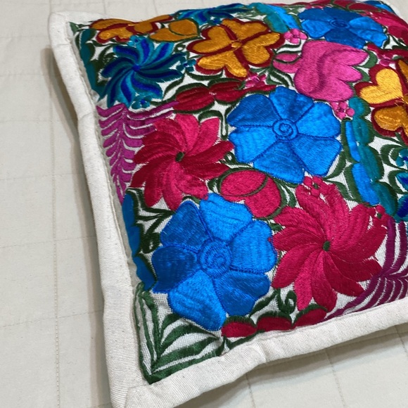 Mexican Floral Embroidery Handmade Pillow - Picture 10 of 15